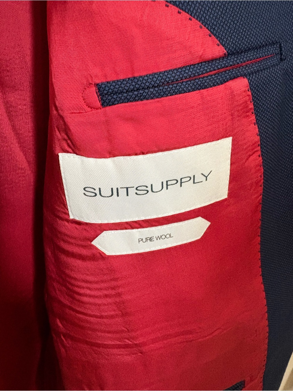 Suitsupply Sienna 40L Navy + Black Birdseye 100% VBC Wool Canvassed Jacket - Picture 6 of 12